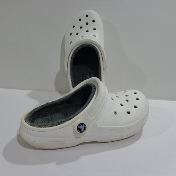 Crocs Unisex Dual Comfort Fleece Lined White Clog Shoe Size Men’s 5 Women’s‎ 7 - Picture 2 of 8